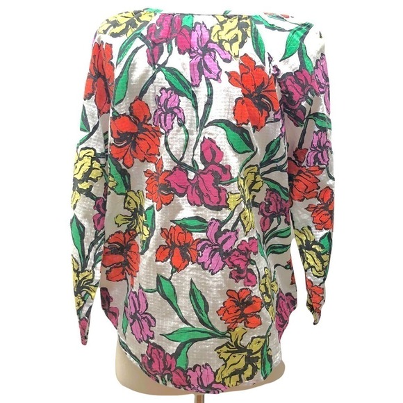 Roller Rabbit Jorales Lucy Top Iris Floral Red Purple Yellow Green, X-SMALL NWT - Picture 5 of 12